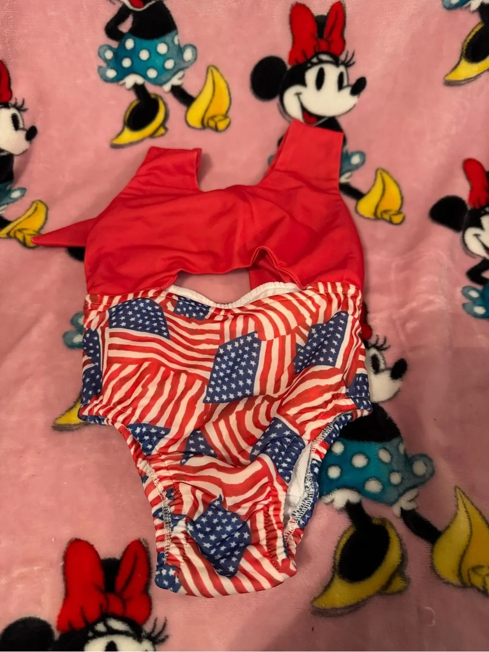 Red & Blue American Flag Infant One-Piece Swimsuit 12 18 Months C4